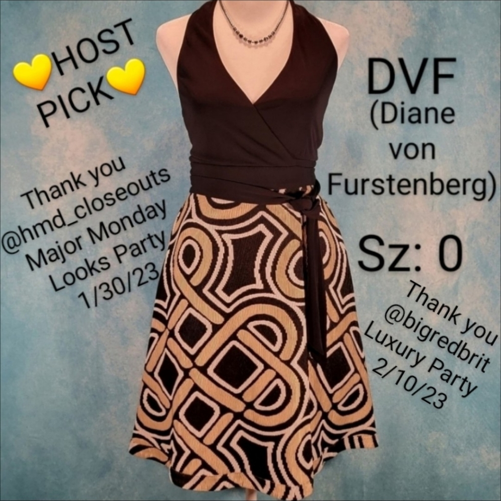 💜Diane Von Furstenberg Wrap Dress w/ Deep V-Neck & Luxuriously Textured Skirt.